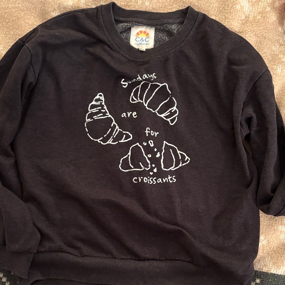 C.C gun metal gray 'Sundays Are For Croissants' Sweatshirt